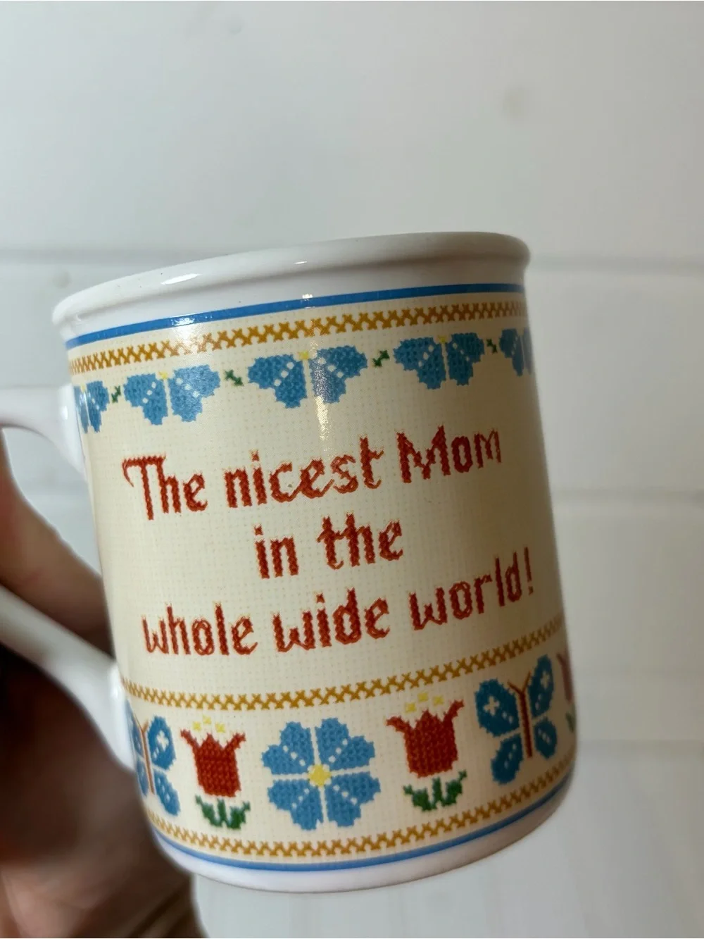 Vintage Coffee Mug | Mom Mug | Mothers Day | Crosstitch Design